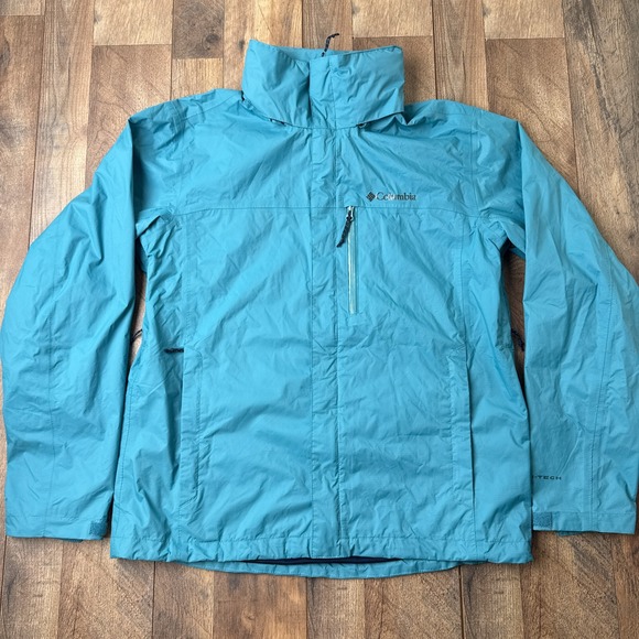 Columbia Watertight II Rain Jacket Coat Mens Medium Blue Omni Tech Lightweight - Picture 1 of 11